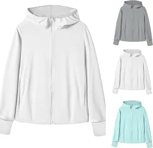 2023 Summer Women's UPF 50  Sun Protection Jackets Hooded Casual Cooling Shirt Hiking Outdoor Performance with Pockets