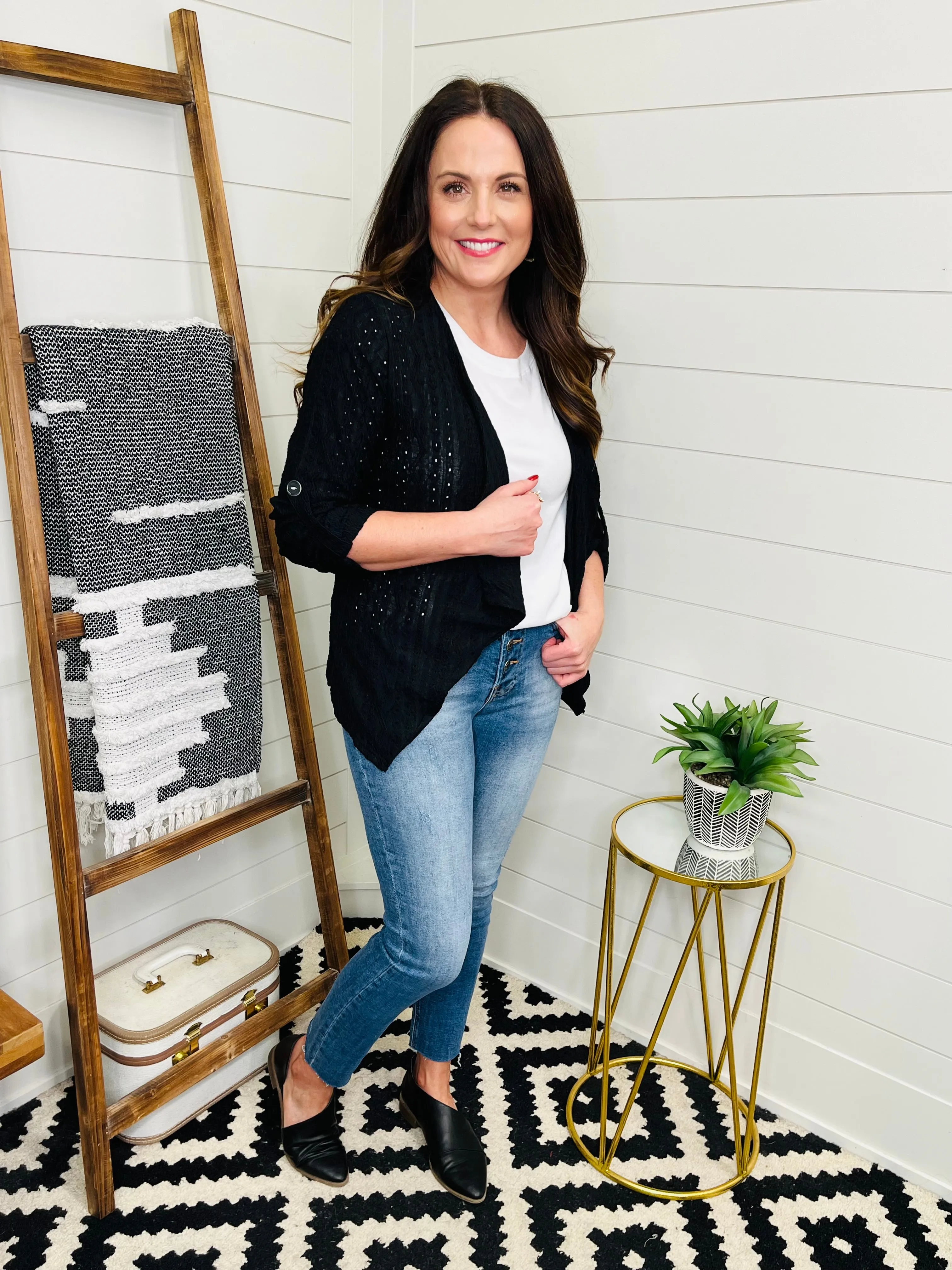 Black Eyelet Blazer