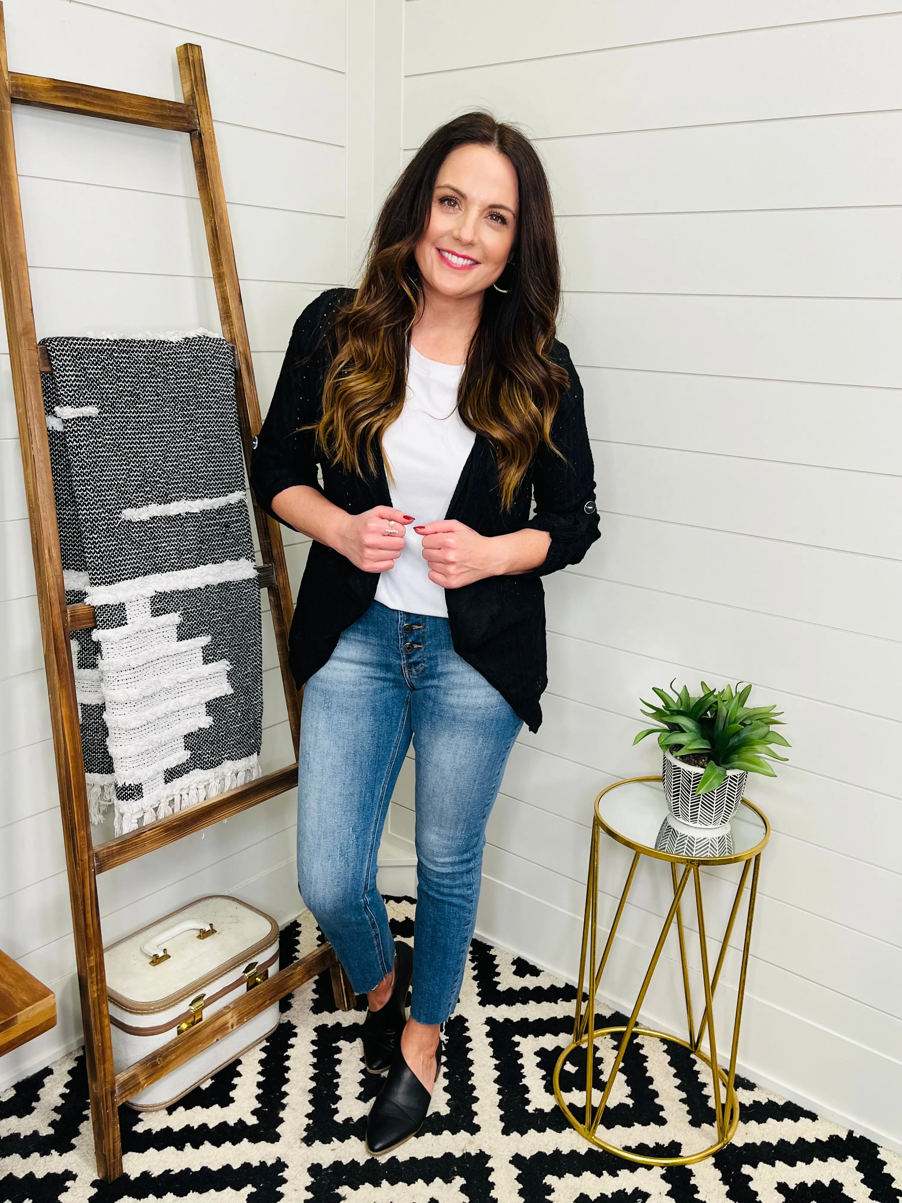 Black Eyelet Blazer
