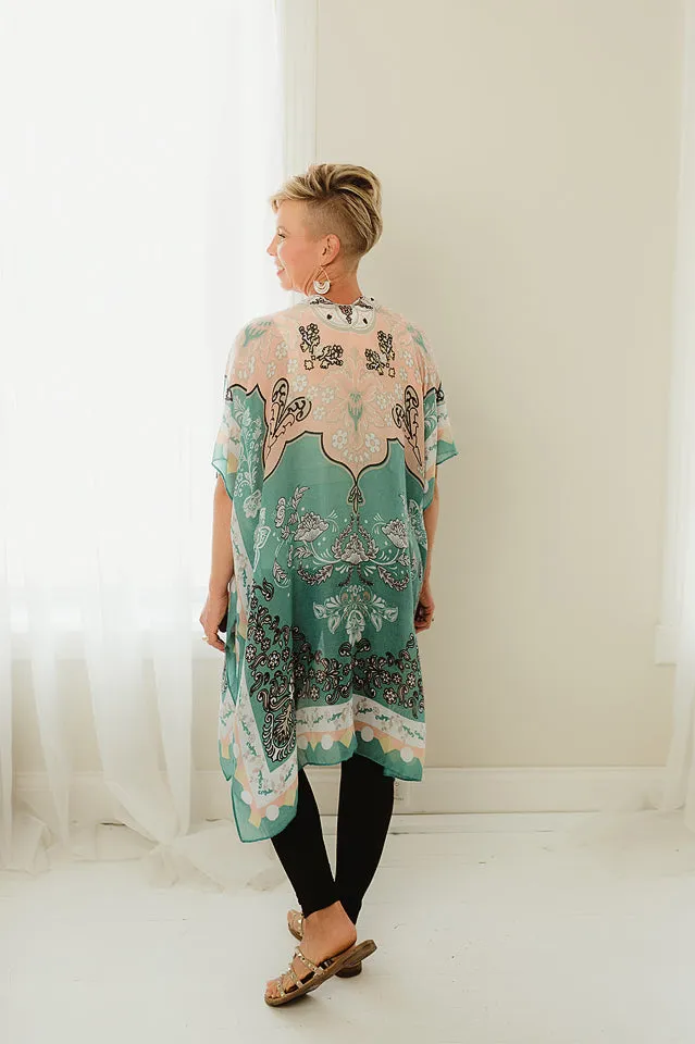 Boho Paisley Print Kimono