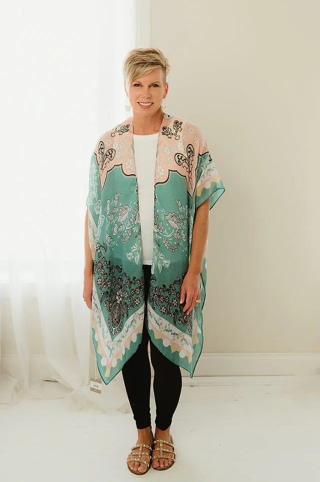 Boho Paisley Print Kimono