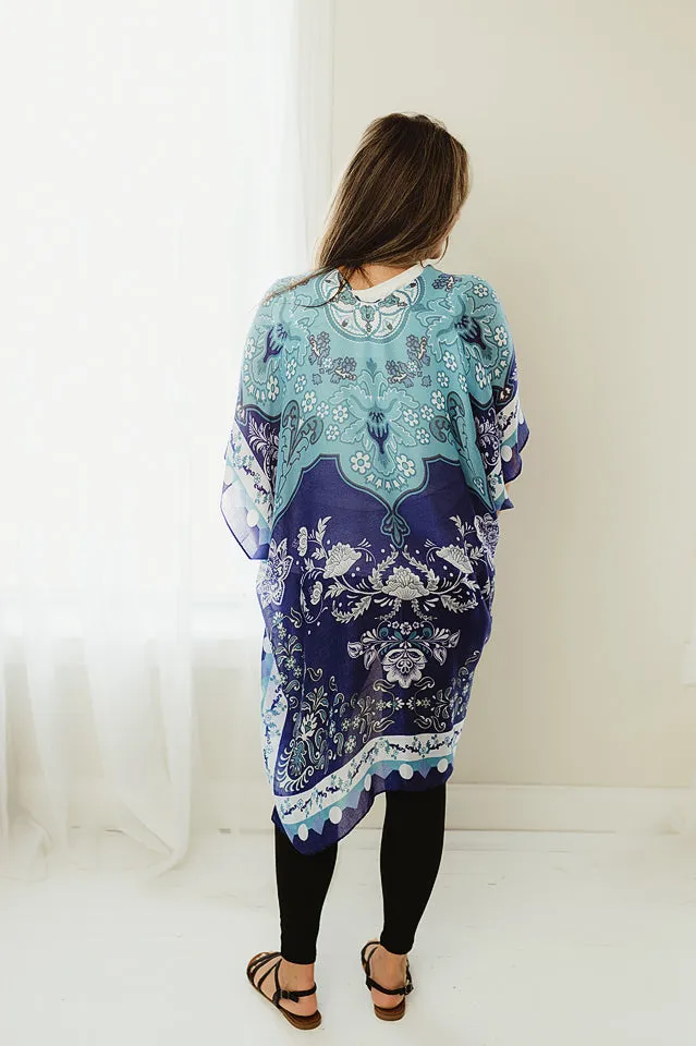 Boho Paisley Print Kimono