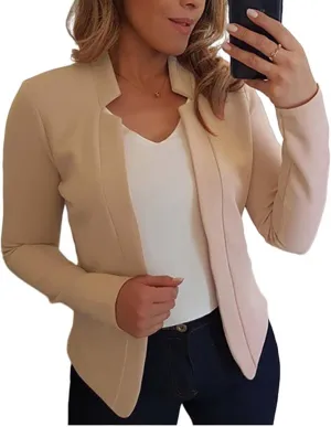 Business Blazers for Women Casual 2024 Fall Long Sleeve Blazer Solid Color Open Front Work Office Jacket