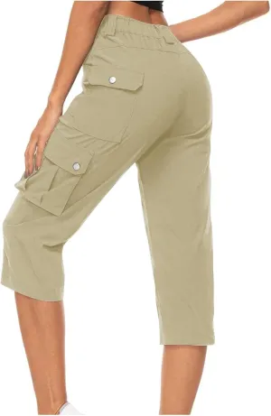 Cargo Capris for Women Lightweight Quick Dry Travel Hiking Summer Pants Baggy Cropped Trousers