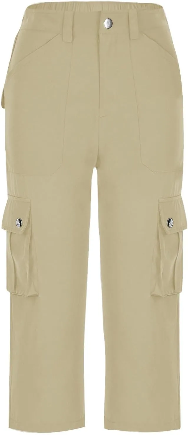 Cargo Capris for Women Lightweight Quick Dry Travel Hiking Summer Pants Baggy Cropped Trousers