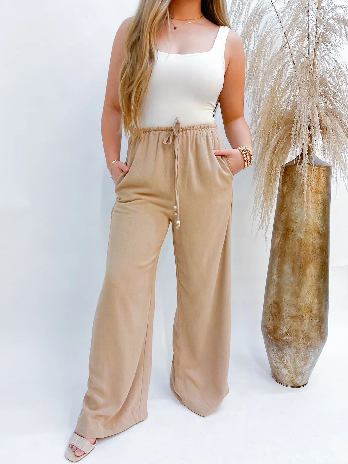 Drawstring Wide Leg Pant