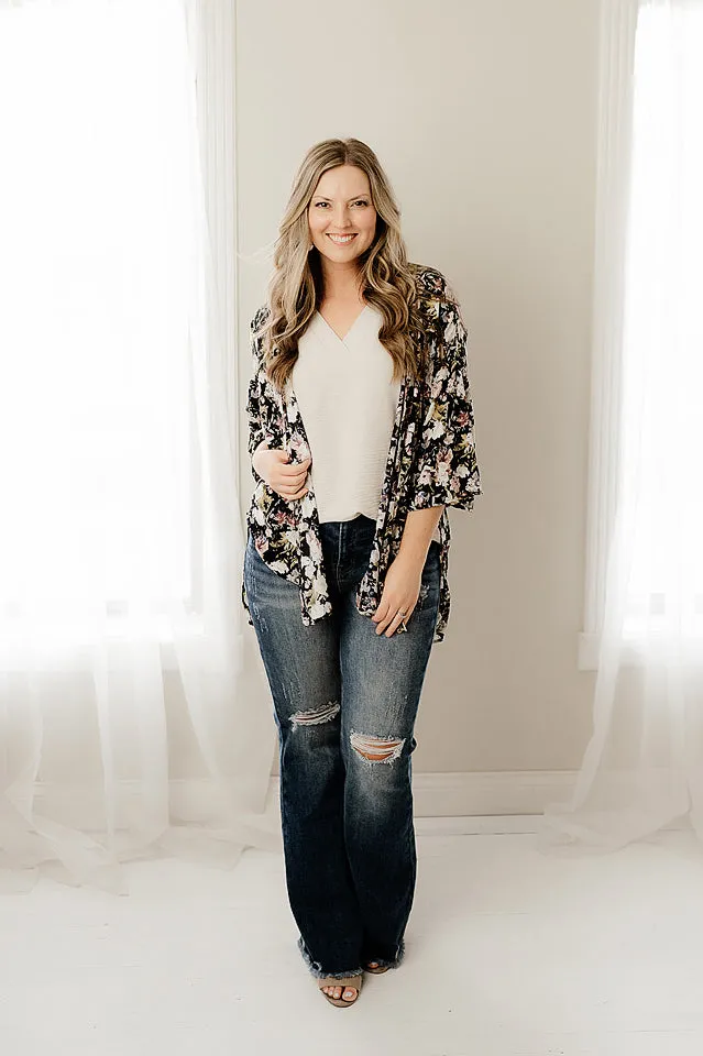 Floral Bell Sleeve Kimono