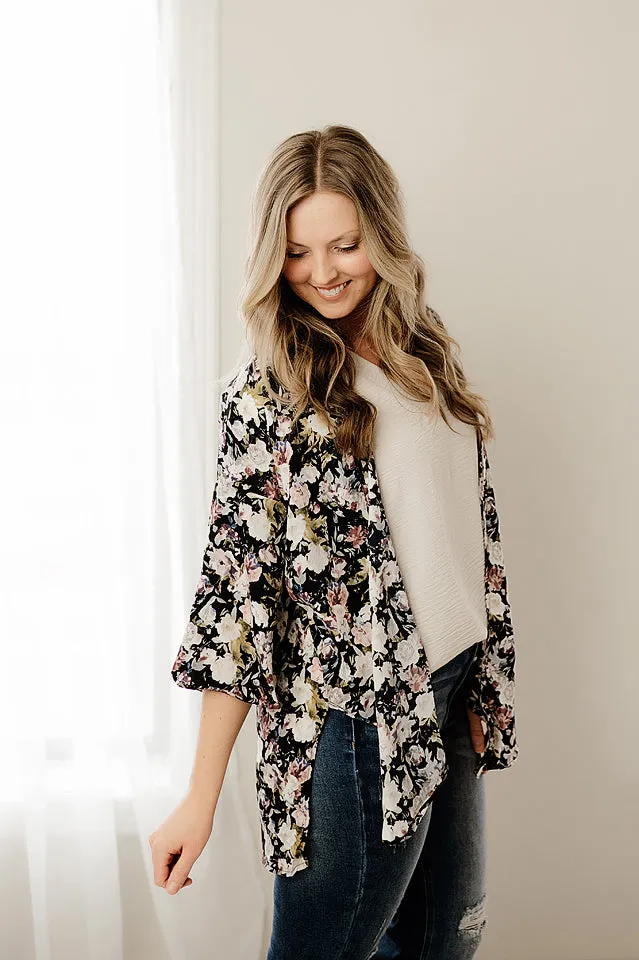 Floral Bell Sleeve Kimono