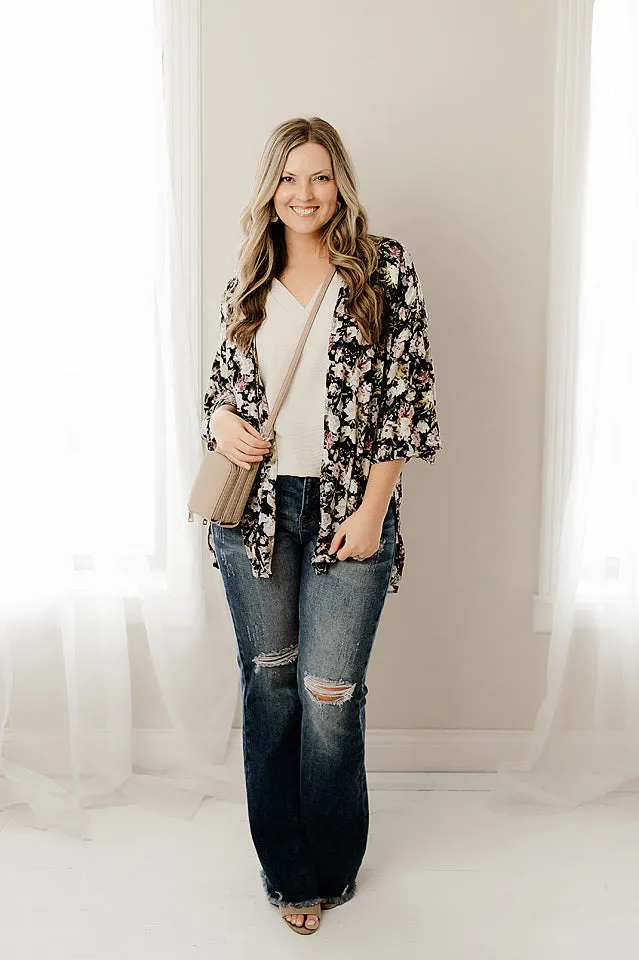 Floral Bell Sleeve Kimono