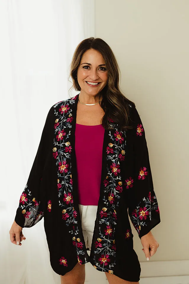 Garland Embroidered Kimono