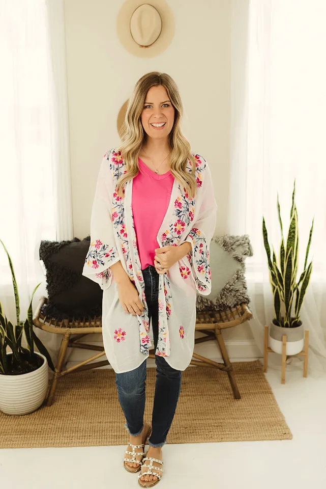 Garland Embroidered Kimono