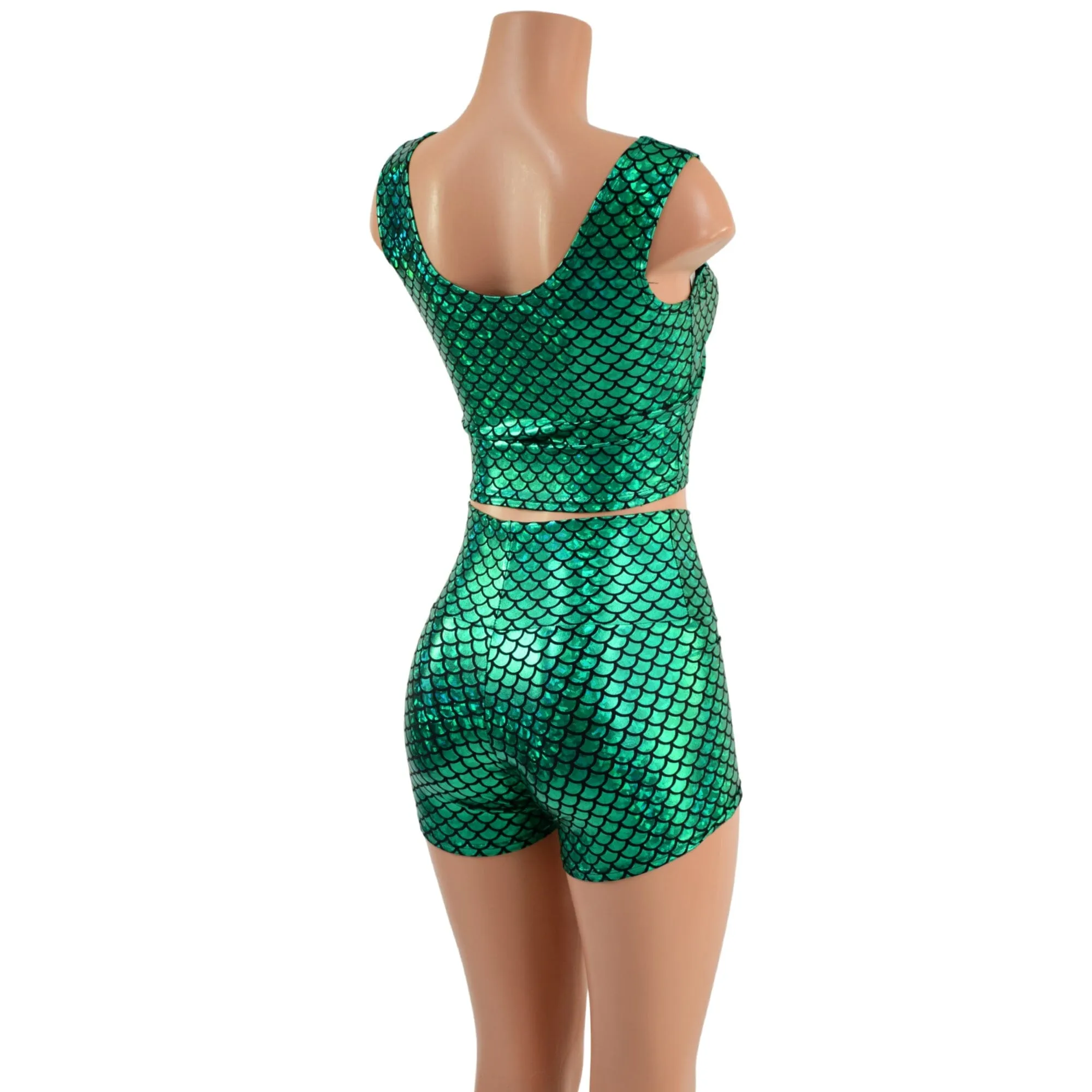 Green Scale High Waist Shorts OR Top READY to SHIP