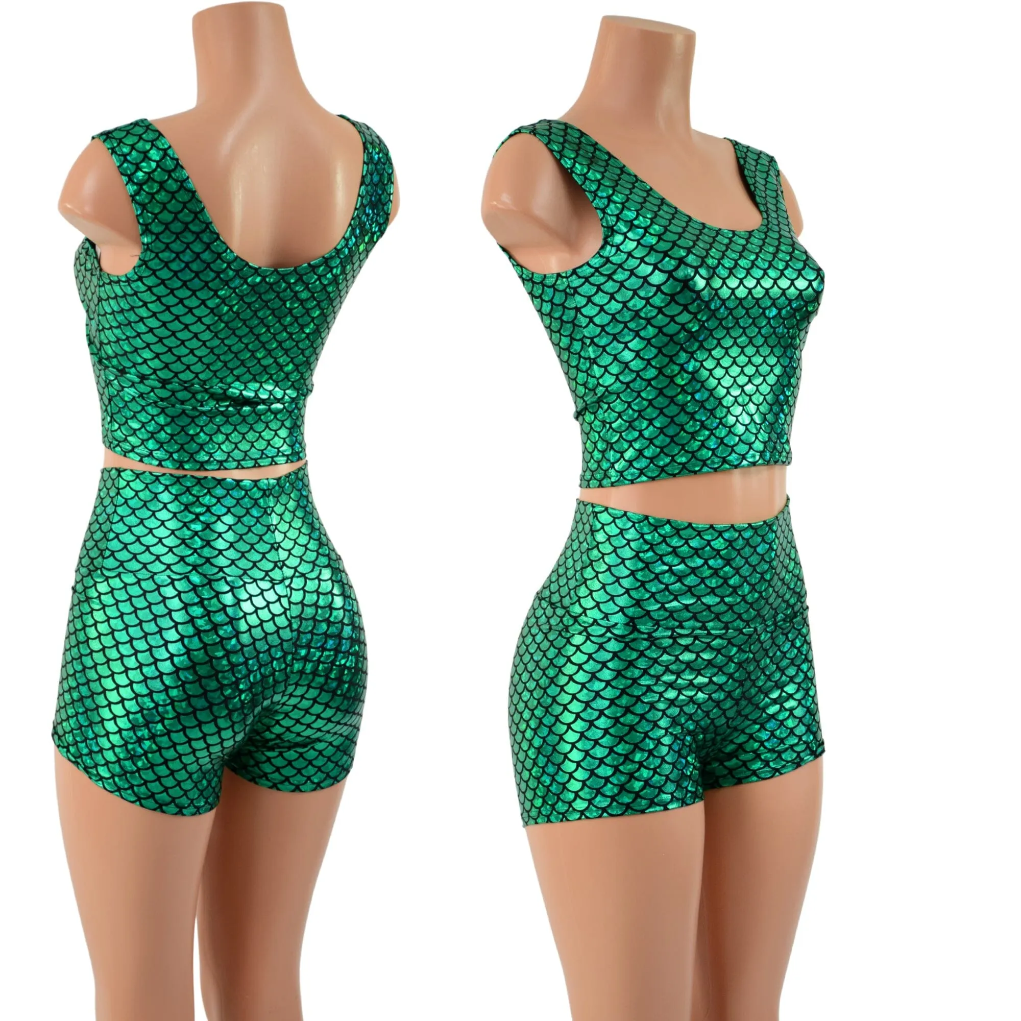 Green Scale High Waist Shorts OR Top READY to SHIP