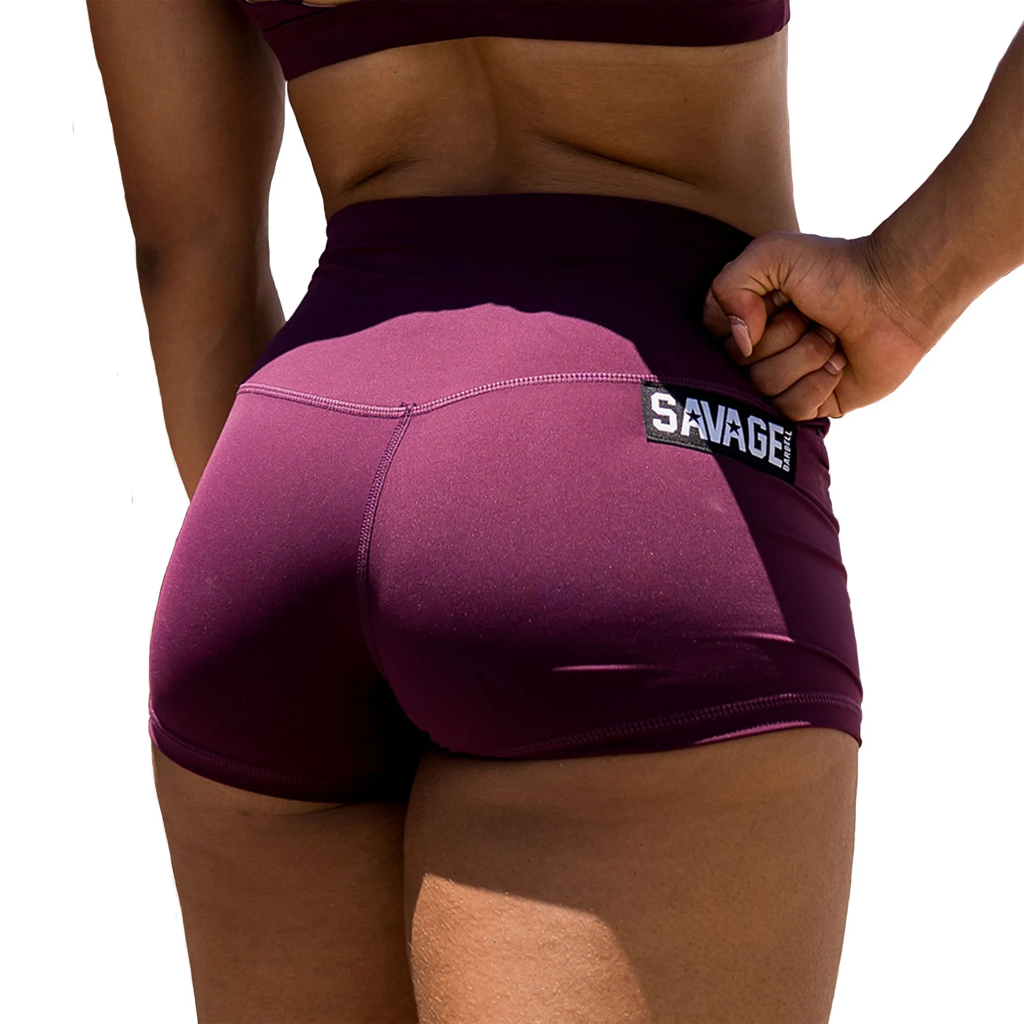 High Waist Booty Shorts - Wine