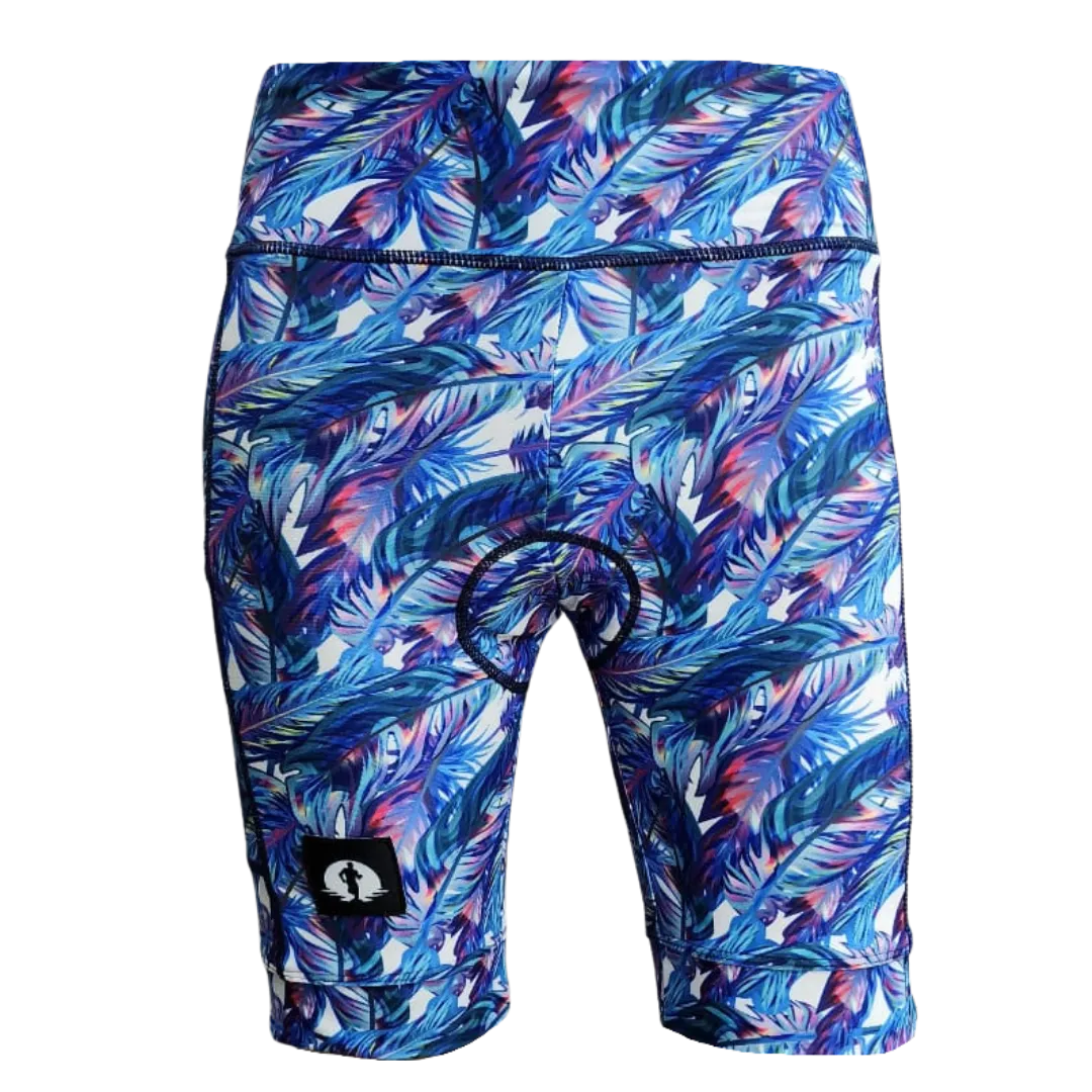 High Waist LADIES Cycling Shorts - Feathers