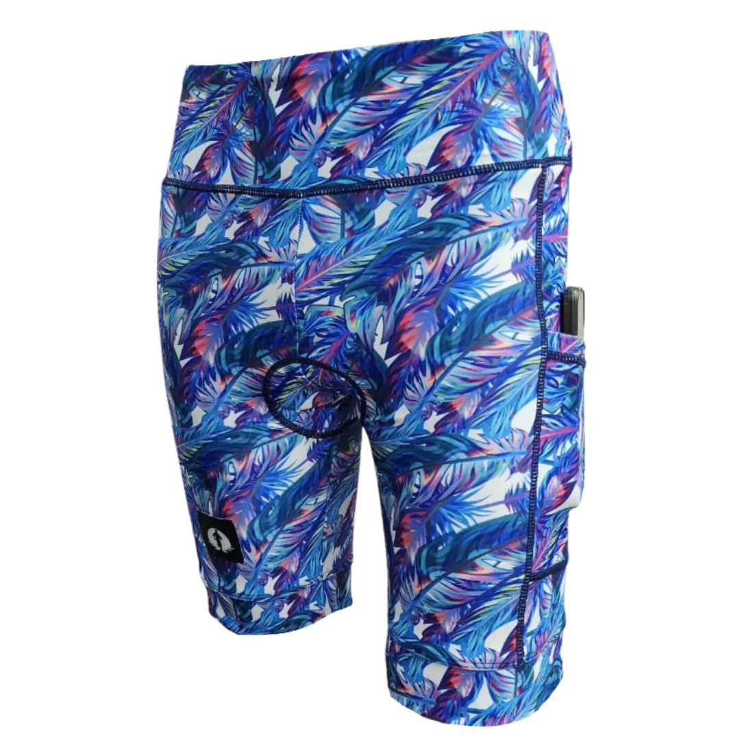 High Waist LADIES Cycling Shorts - Feathers