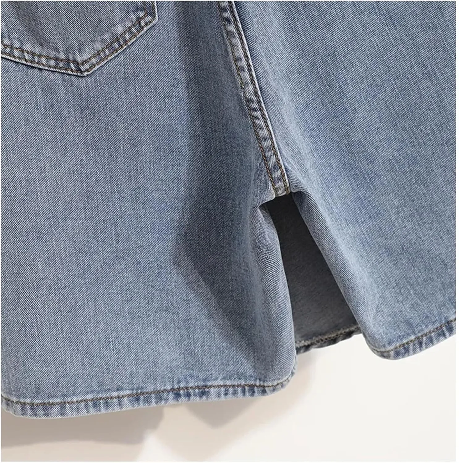 Jegsnoe Women Shorts Skirts Summer A-Line Wide-Leg Chic Solid High Waist Denim Shorts