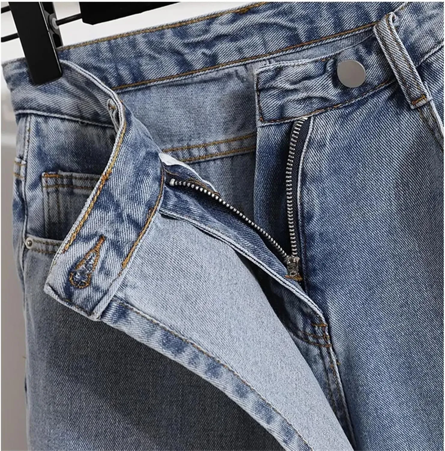 Jegsnoe Women Shorts Skirts Summer A-Line Wide-Leg Chic Solid High Waist Denim Shorts