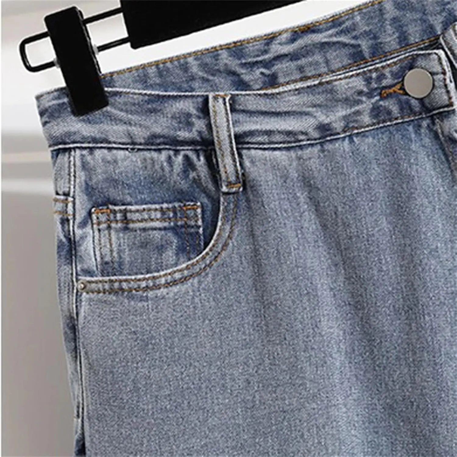 Jegsnoe Women Shorts Skirts Summer A-Line Wide-Leg Chic Solid High Waist Denim Shorts