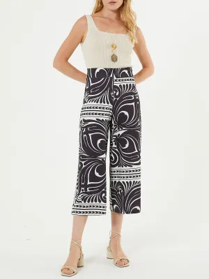 Lola Wide Crop - Black/Ecru