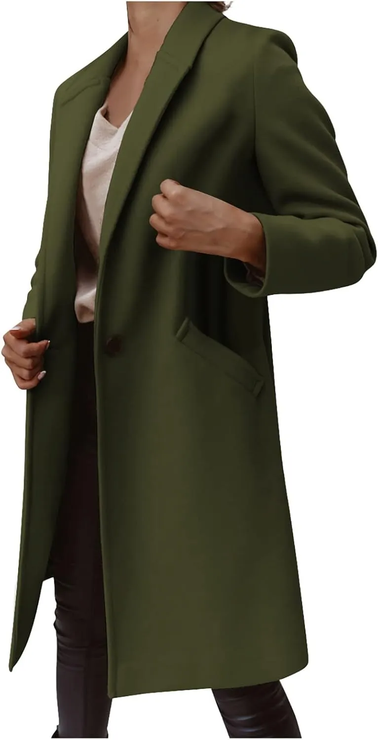 Long Blazer Jackets for Women Business Casual Semi Formal Notch Lapel Coat Dressy Light Weight Loose fit Cardigan
