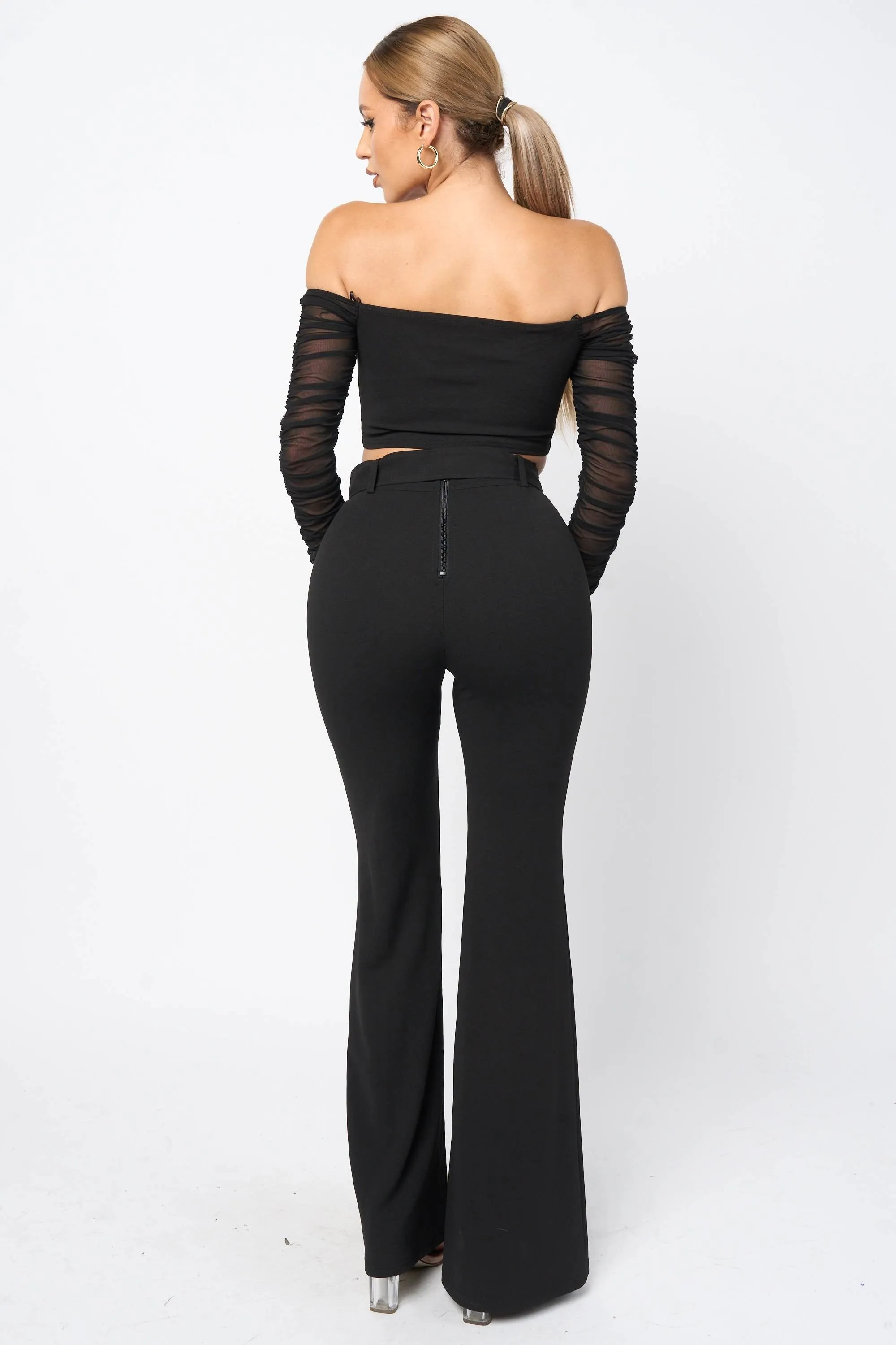 LUXE BUCKLE BELTED CROPPED TOP & BELTED PANTS SET