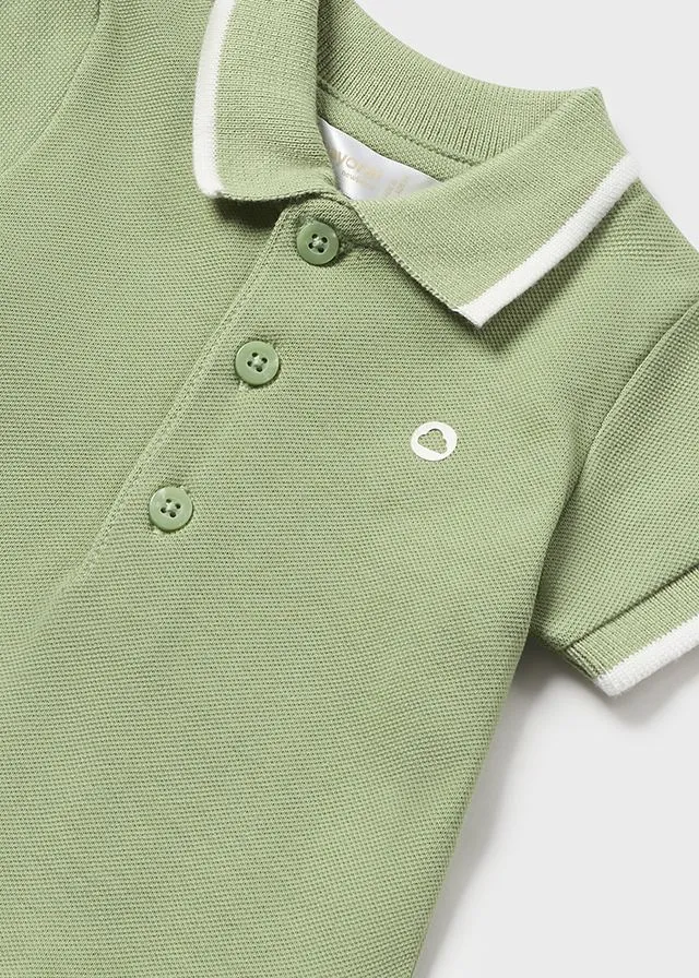 MAY Green Polo and Linen Short Set
