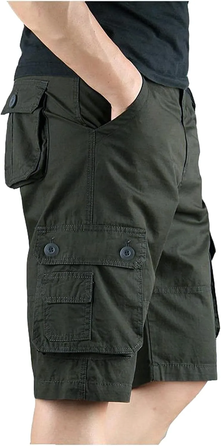 Mens Cargo Shorts Cotton Work Shorts with Multi Pocket Casual Workout Shorts Outdoor Hiking Fishing Tactical Shorts