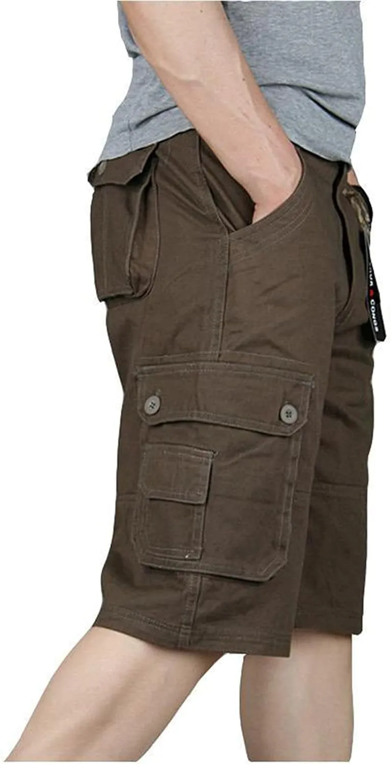 Mens Cargo Shorts Cotton Work Shorts with Multi Pocket Casual Workout Shorts Outdoor Hiking Fishing Tactical Shorts