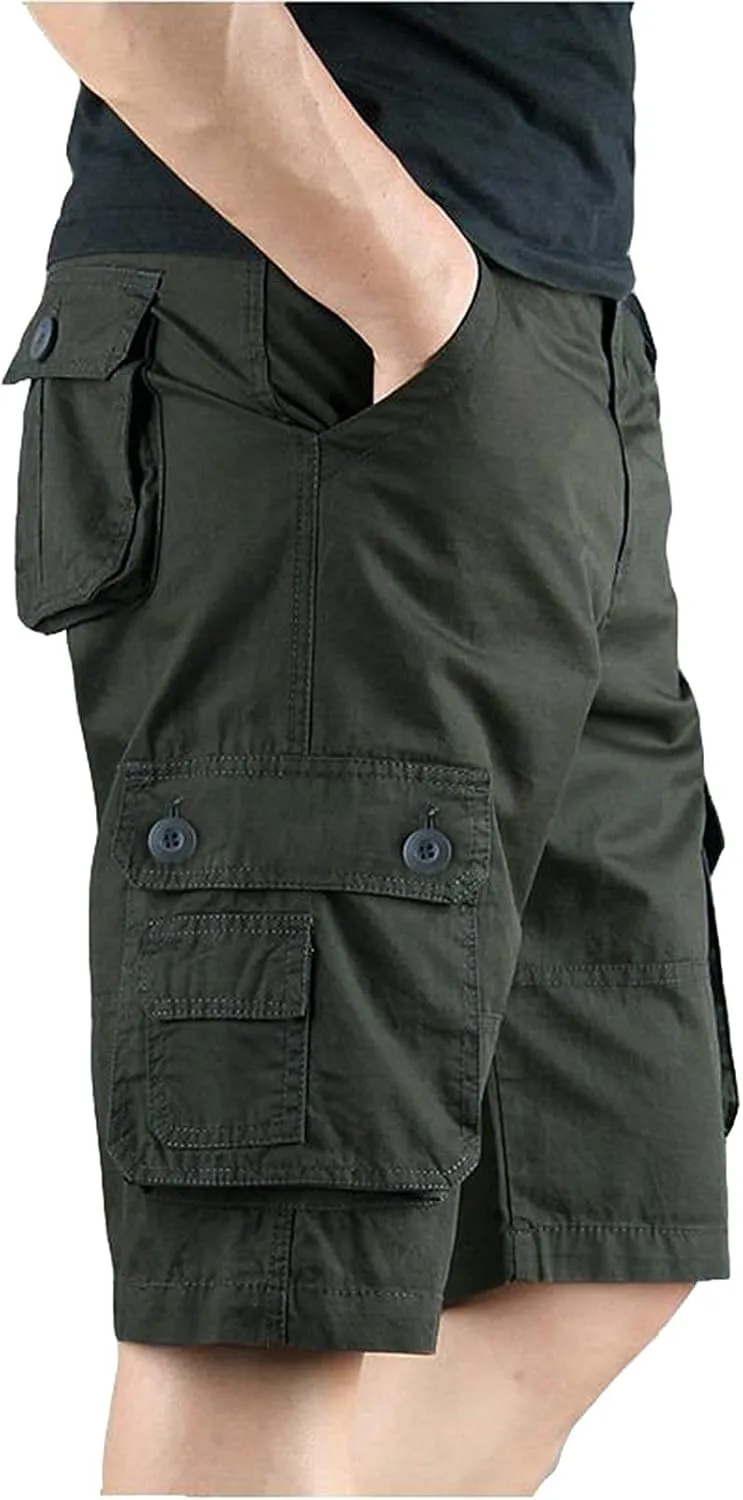 Mens Cargo Shorts Cotton Work Shorts with Multi Pocket Casual Workout Shorts Outdoor Hiking Fishing Tactical Shorts