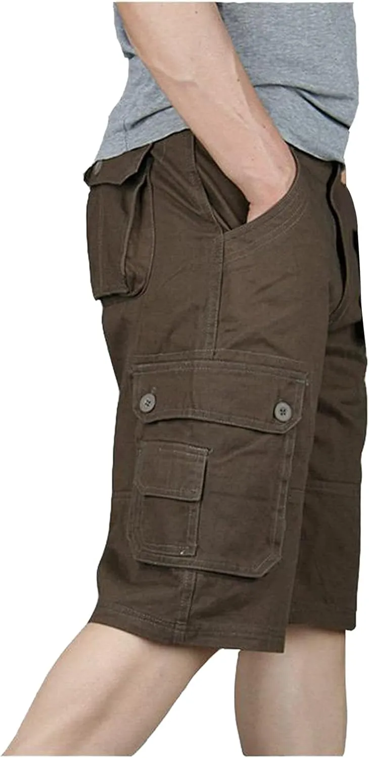 Mens Cargo Shorts Cotton Work Shorts with Multi Pocket Casual Workout Shorts Outdoor Hiking Fishing Tactical Shorts