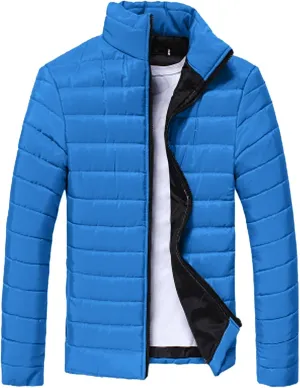 Men's Down Puffer Jacket Packable Zip Up Lightweight Puffy Bubble Hooded Winter Coat Light Thin Insulated