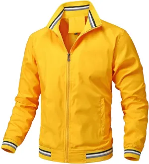 Men's Lightweight Jacket Light Track Jackets Casual Spring Fall Windbreaker Flight Bomber Zip Up Coat with Pockets