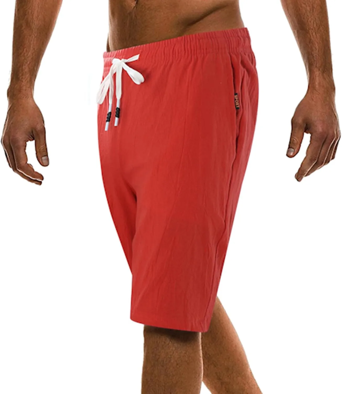 Men's Linen Shorts 2024 Summer Beach Shorts Sweat Shorts Casual Drawstring Lounge Athletic Shorts Comfy Elastic Running Short