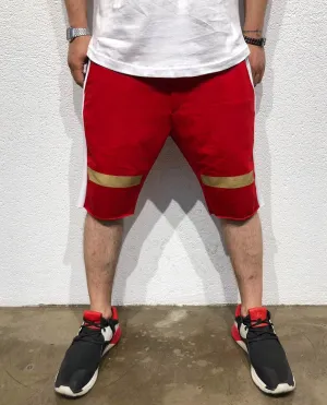 Red Gold Striped Sweat Short B182 Streetwear Sweat Shorts