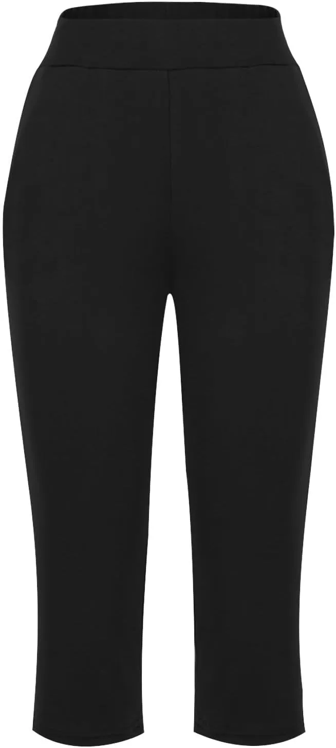 Summer Pants for Women 2024 High Waisted Straight Leg Lounge Pant Casual Trendy Capris Trousers with Pockets