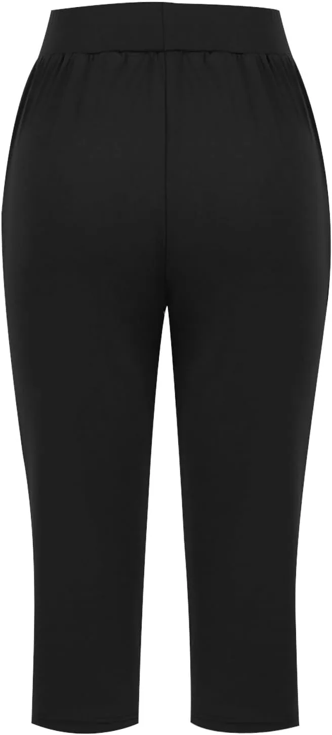 Summer Pants for Women 2024 High Waisted Straight Leg Lounge Pant Casual Trendy Capris Trousers with Pockets