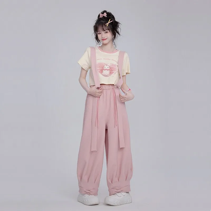 Sweet Pink Bow-Embellished Overalls