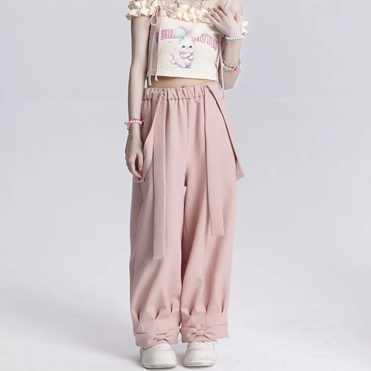 Sweet Pink Bow-Embellished Overalls