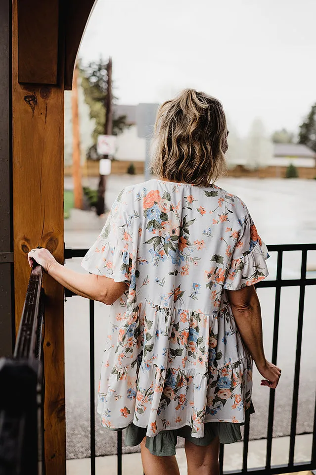 Tiered Floral Kimono