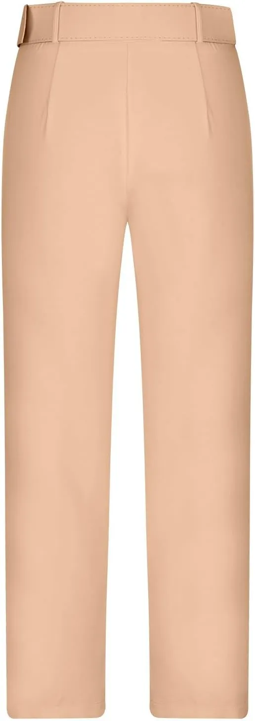 Uillui Dress Suit Pants for Women Business Casual Straight Leg Trouser Dressy High Waist Office Work Pant Slacks with Belted