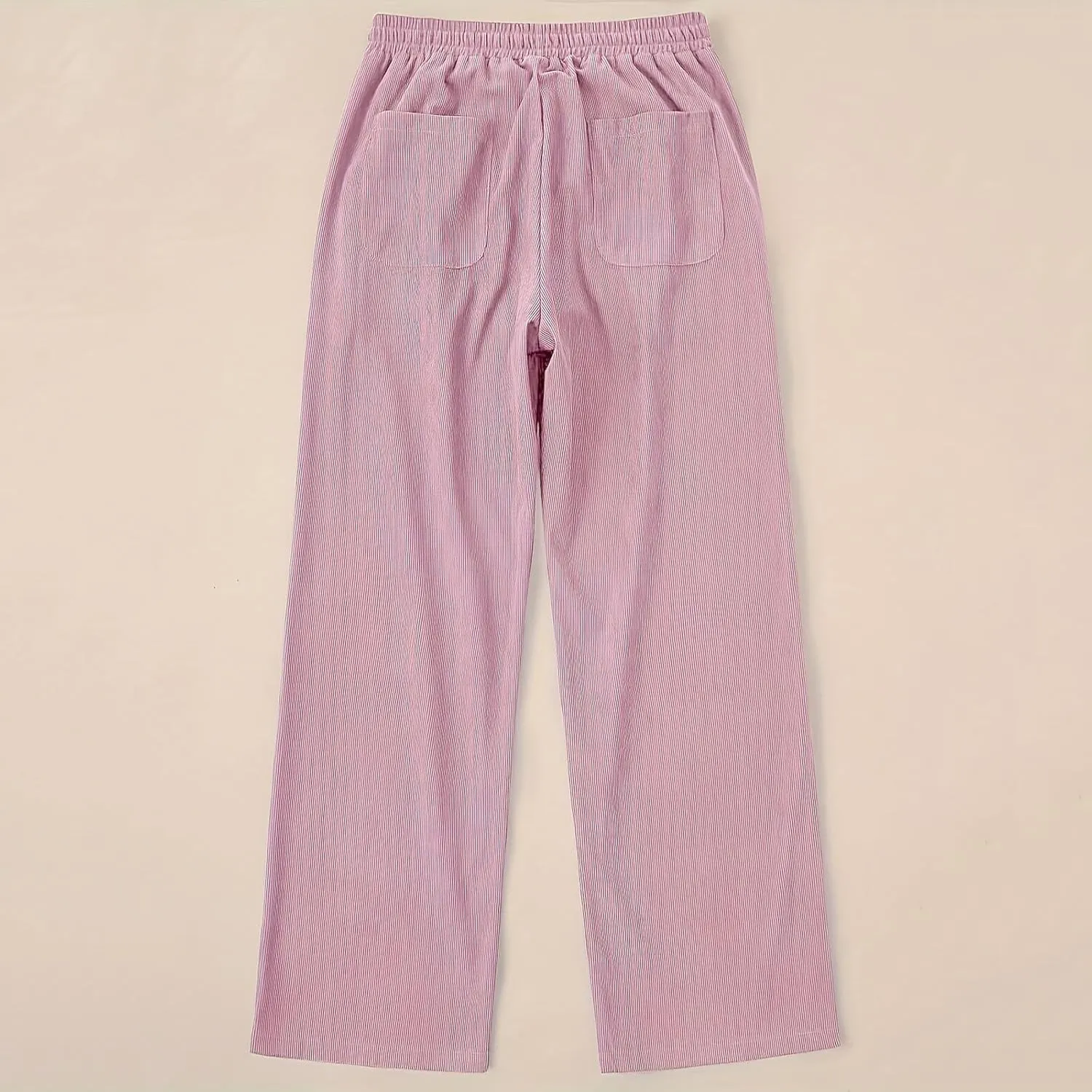 Womens Cotton Linen Straight Leg Pants High Waisted Drawstring Stretchy Business Work Casual Trousers with Pockets