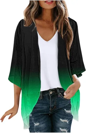 Womens Kimono Cardigans 2025 Trendy Chiffon Bolero Jackets Dressy Causal Beach Cover ups Loose Beach Top Blouses