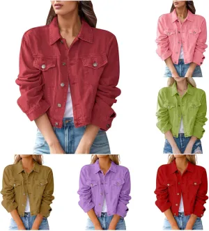 Womens Oversized Loose Trucker Jackets Button Down Classic Baggy Cropped Denim Jacket Trendy Soft Jackets Works