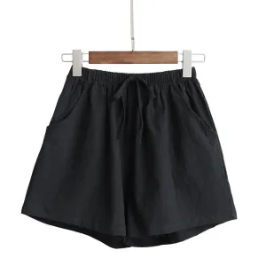 Women's Plus size, High waist Cotton Linen Casual Loose Shorts for Summer