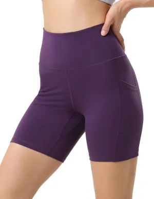 YUNOGA Womens High Waist Biker Shorts with Pockets 6"/8" Yoga Shorts Gym Workout Running Spandex Shorts